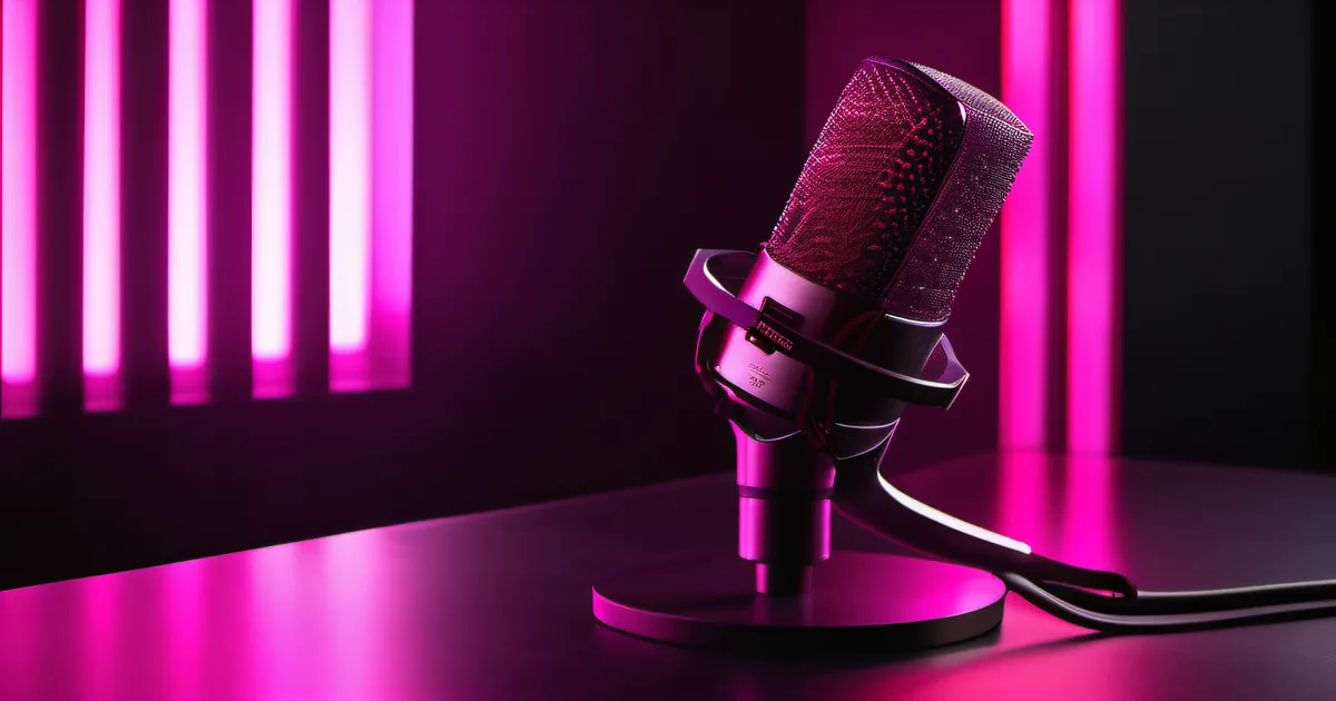 Condenser microphone and headset on dark desk with accent lighting — professional consultation setup representing direct advisory engagement with Amelia Gagne and Kief Studio