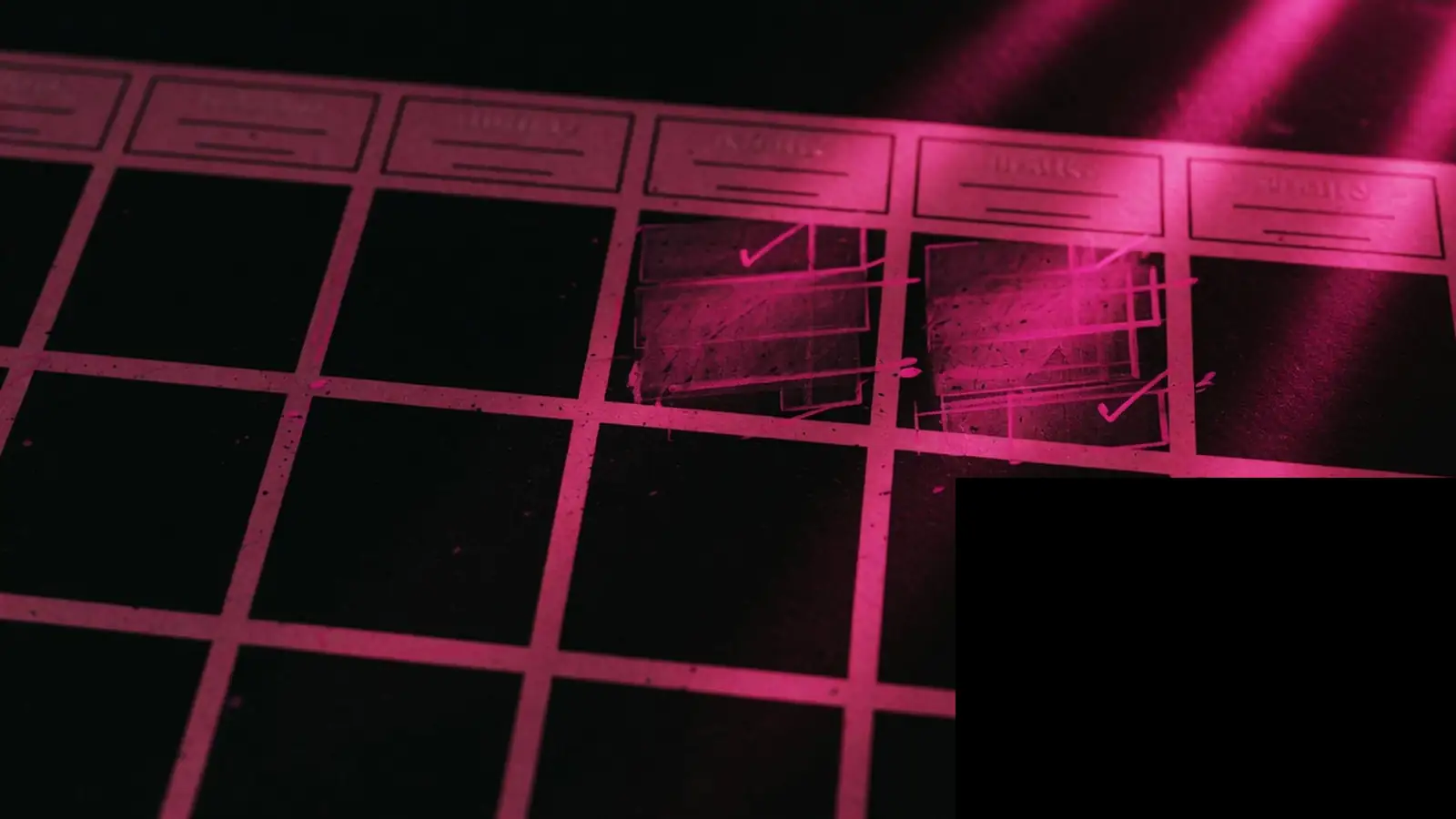 A seven-day magenta calendar grid on black, AEO audit a small business can run in a week