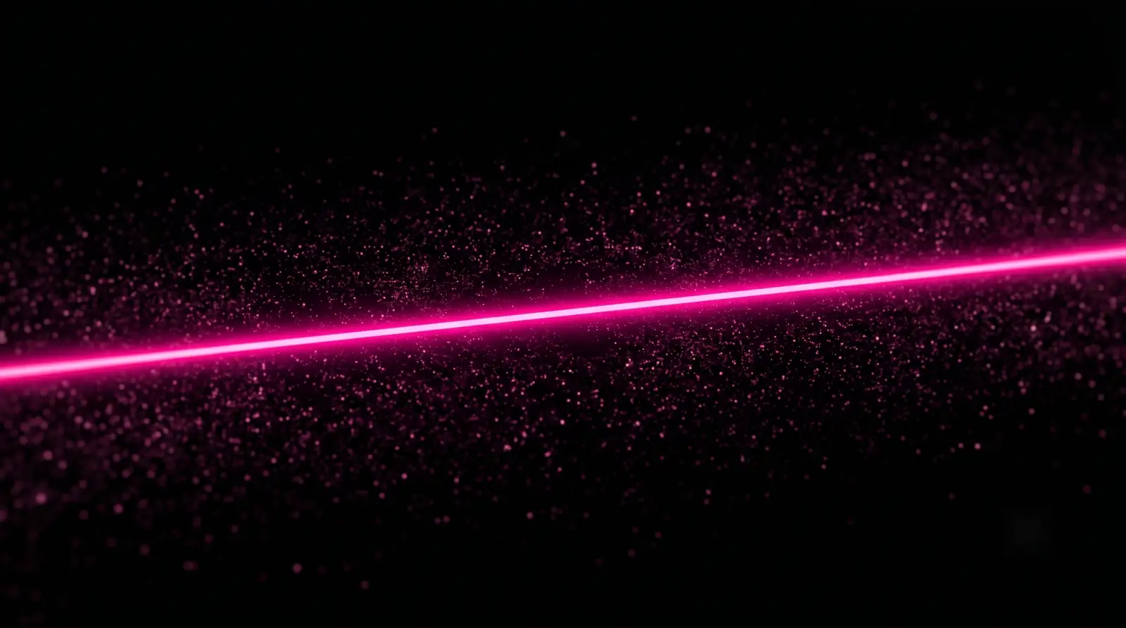 A single clean hot-pink line cutting through scattered noise against deep black, illustrating answer engine optimization rewarding signal over volume