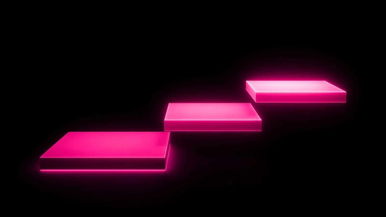 Three magenta platforms rising as steps on black, the three cost levels of an AI audit for business