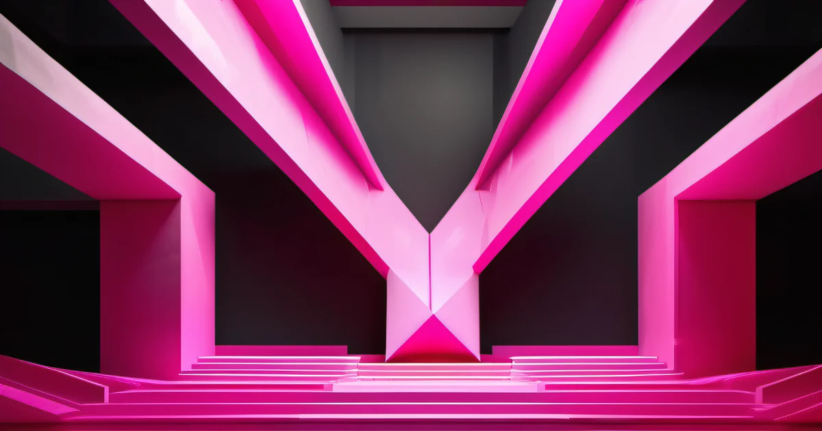 Symmetrical pink beams converging to a central point in a dark space, evoking A/B testing — Amelia S. Gagne, Kief Studio