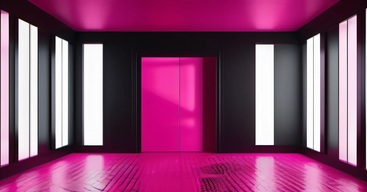 Dark room with bright pink doorway and illuminated white panels symbolizing accessibility — Amelia S. Gagne, Kief Studio