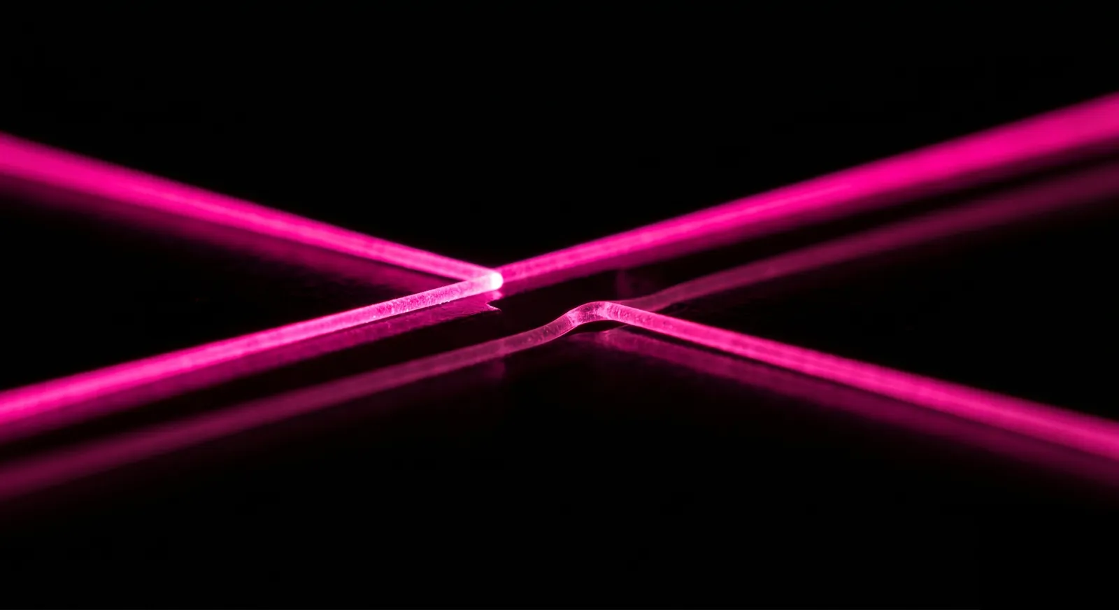Three parallel streams of light flowing through checkpoints where one stream fractures and scatters, showing how AI agent pipelines fail at production decision points