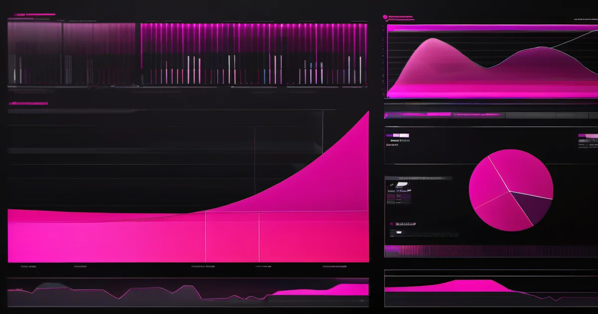 Data dashboard with hot pink charts on dark interface — AI audit and monitoring by Amelia S. Gagne