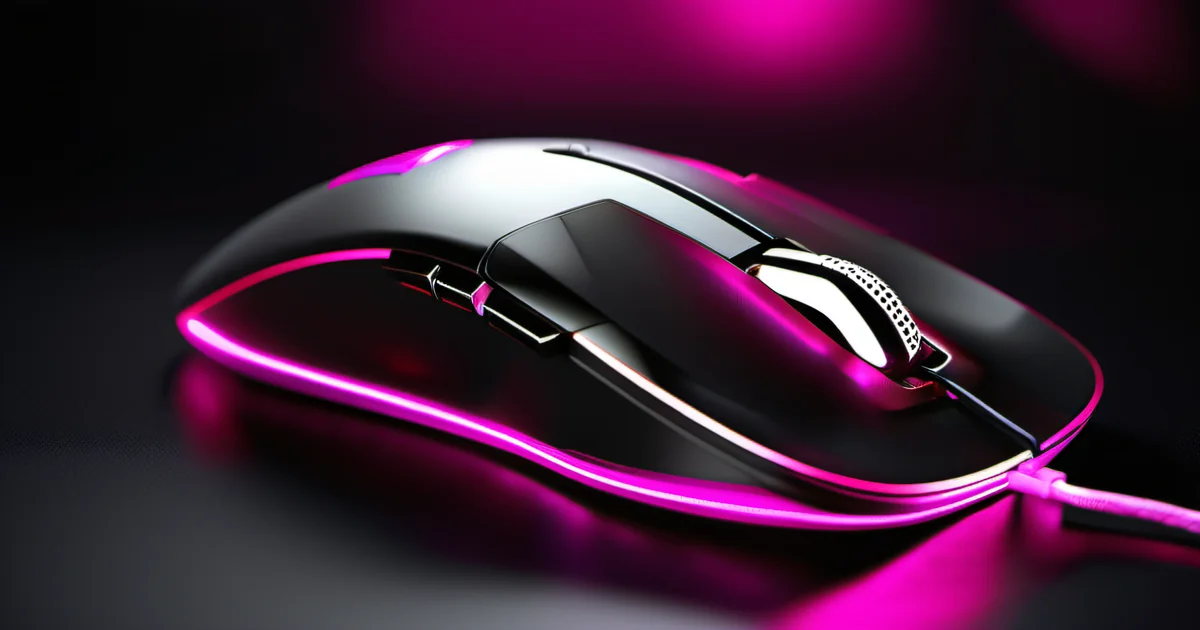 Macro photography of mouse optical sensor glowing pink — behavioral analytics tracking every user interaction