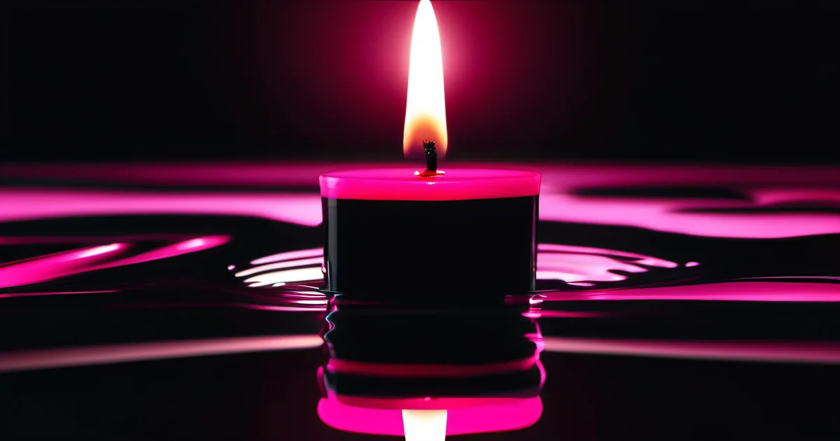 Candle flame reflected in still dark water with hot pink glow — quiet early signs of founder burnout by Amelia S. Gagne