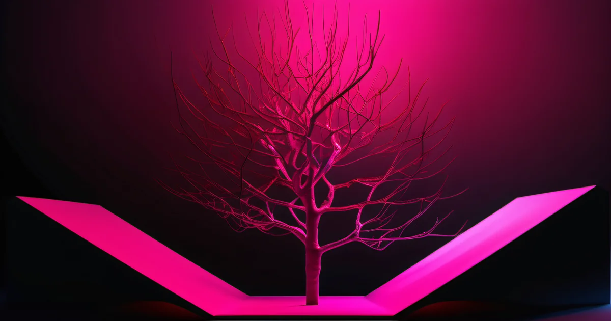 Tree silhouette with branches forming neural network patterns — nature as cognitive architecture