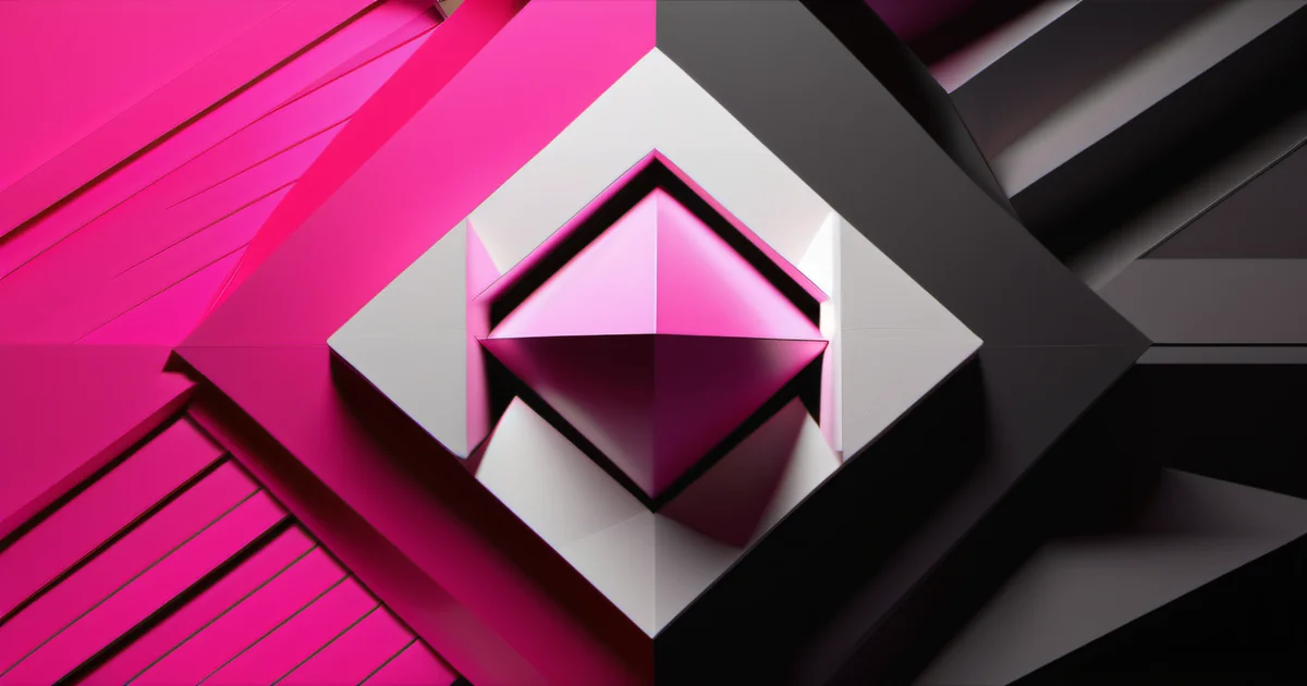 Pink geometric shape nested inside layered black and white diamond frames — Amelia S. Gagne, Kief Studio