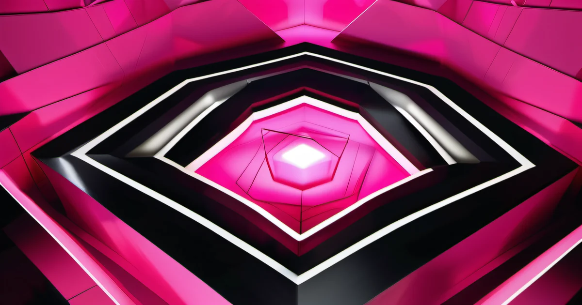 Concentric pink and black geometric layers spiraling inward — Amelia S. Gagne, Kief Studio
