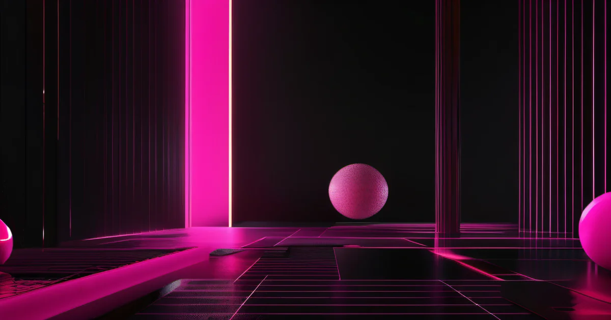Pink glowing pillar and sphere on a dark grid floor representing content cluster structure — Amelia S. Gagne, Kief Studio