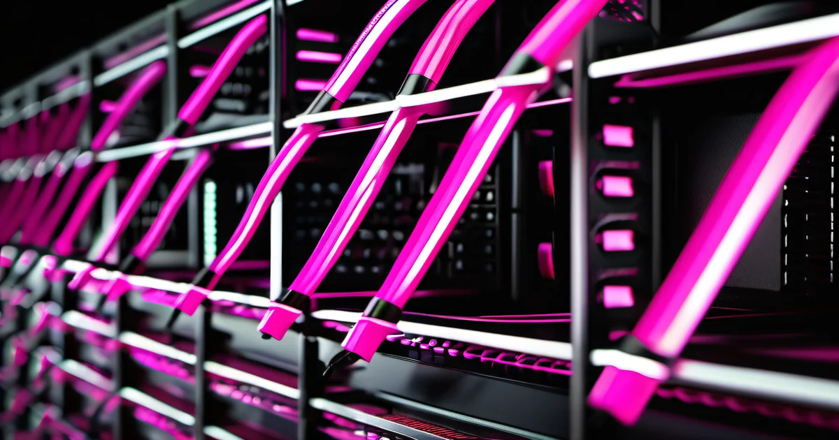 Perfectly organized cable management in server rack — data governance as physical order and systematic organization