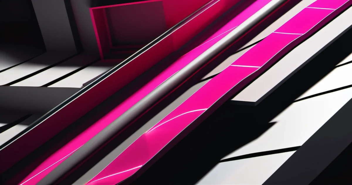 Diagonal pink and white parallel bars cutting across dark geometric blocks — Amelia S. Gagne, Kief Studio