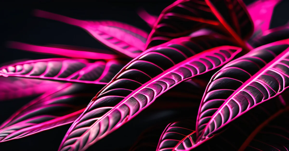 Macro pink-veined tropical leaves on black, suggesting close-up vendor evaluation — Amelia S. Gagne, Kief Studio