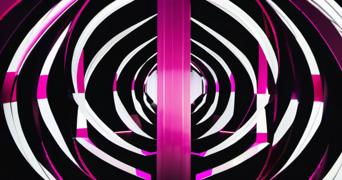 Concentric white and pink rings spiraling inward around a central axis on black — Amelia S. Gagne, Kief Studio