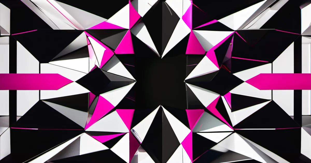 Shattered geometric planes in pink, black, and white illustrating technology fragmentation — Amelia S. Gagne, Kief Studio