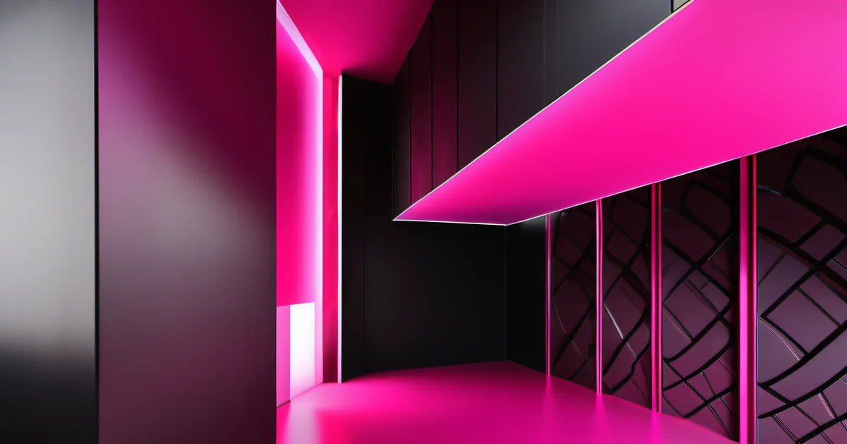 Angular pink-lit architectural panels and mesh walls representing HTTP security headers — Amelia S. Gagne, Kief Studio