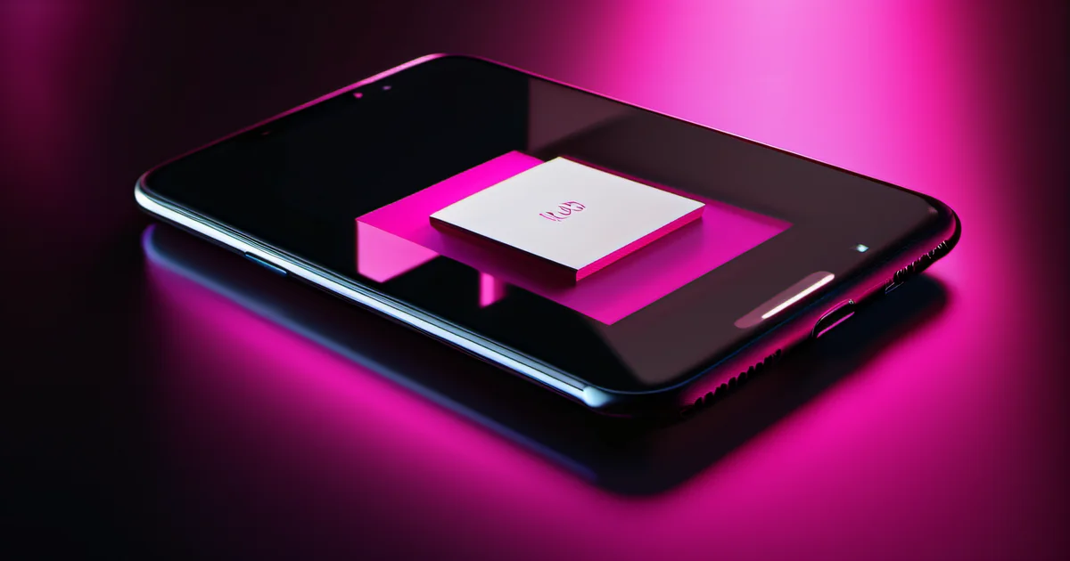 Macro shot of a smartphone screen showing a text message notification, with the URL partially visible and truncated by the display