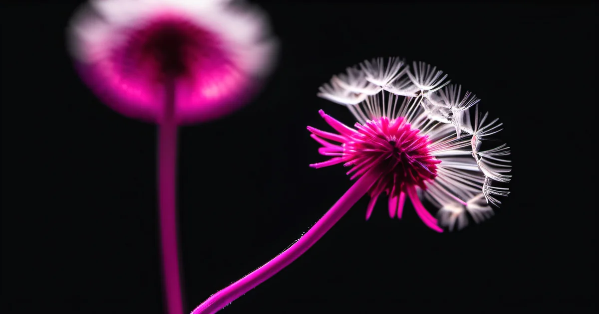 Single dandelion seed floating mid-flight against dark background — small AI experiments dispersing across an organization after identifying the right starting points through systematic evaluation