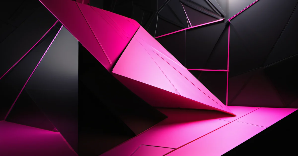 Hot pink geometric facets and angular planes against black, representing image SEO — Amelia S. Gagne, Kief Studio