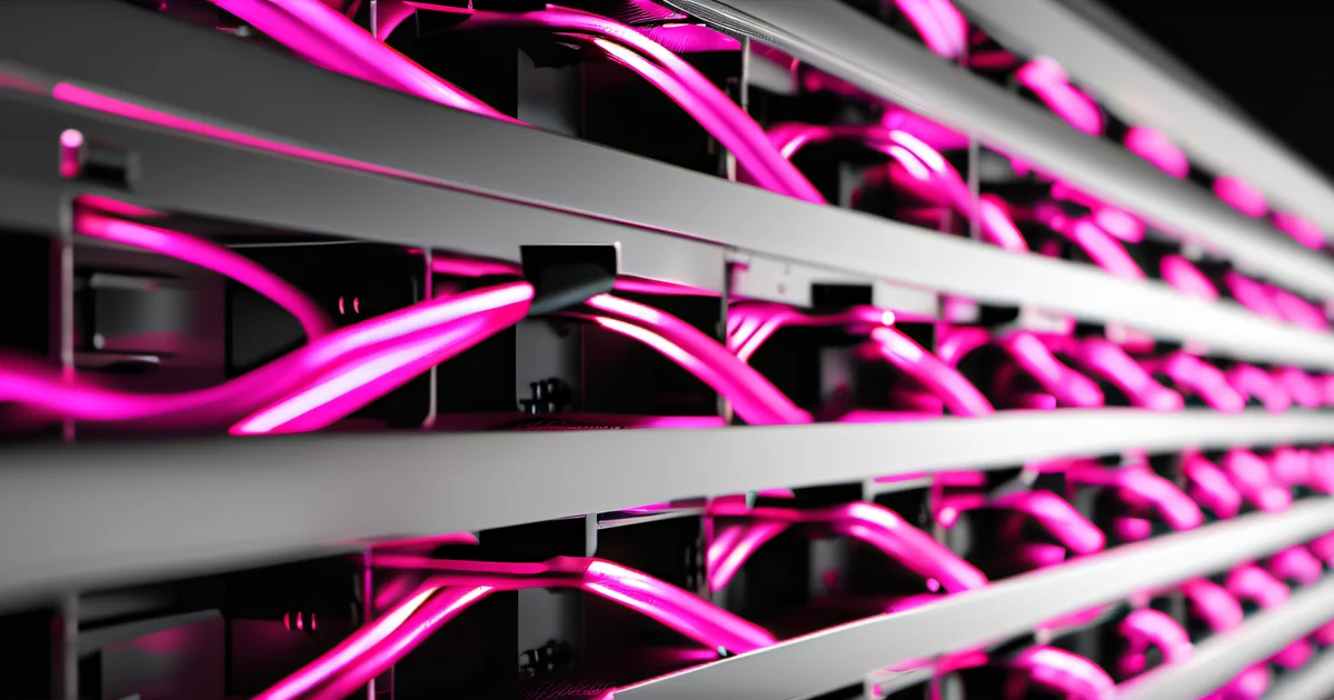 Fiber optic cables entering a patch panel with strands glowing hot pink — infrastructure environment determines what tools are viable before features matter