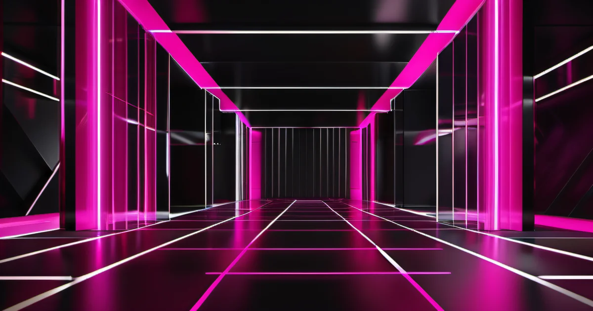 Neon pink grid corridor receding into darkness, representing structured client onboarding — Amelia S. Gagne, Kief Studio