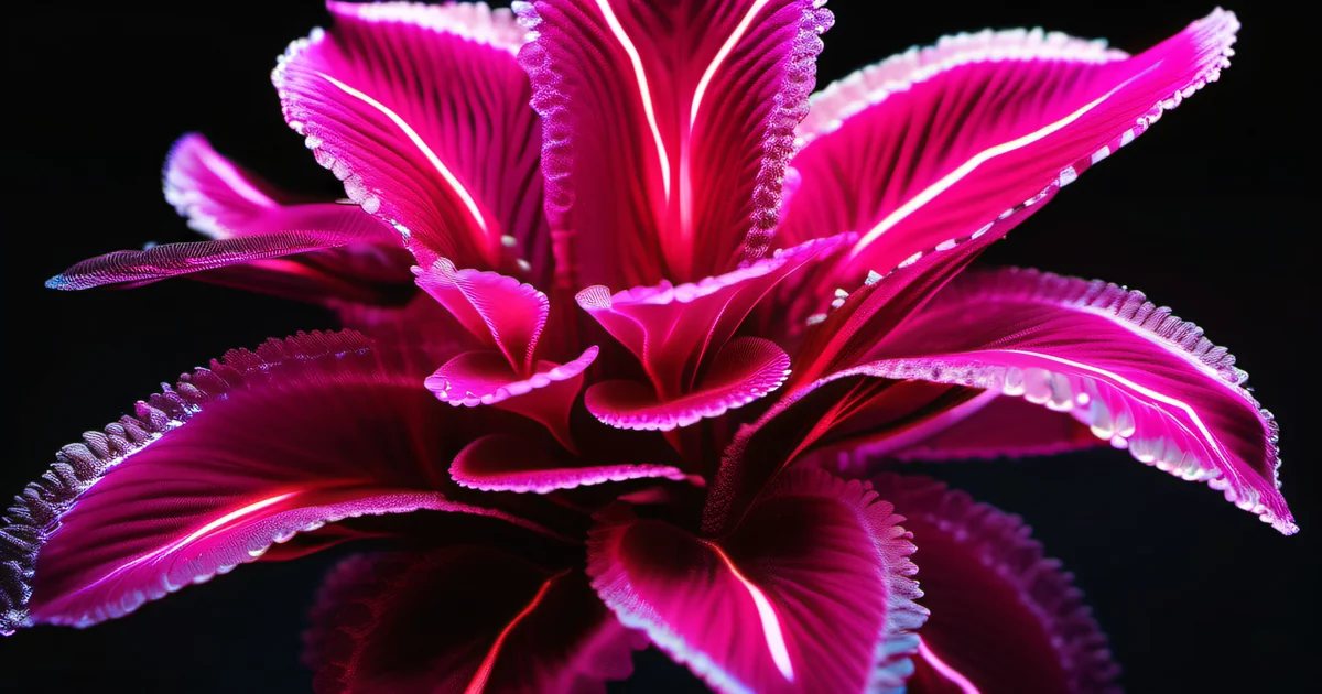 Bioluminescent coral reef glowing hot pink in dark water — interconnected defense systems in nature by Amelia Gagne