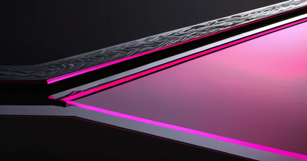 Layered angular surfaces with a pink edge glow contrasting retainer and project models — Amelia S. Gagne, Kief Studio