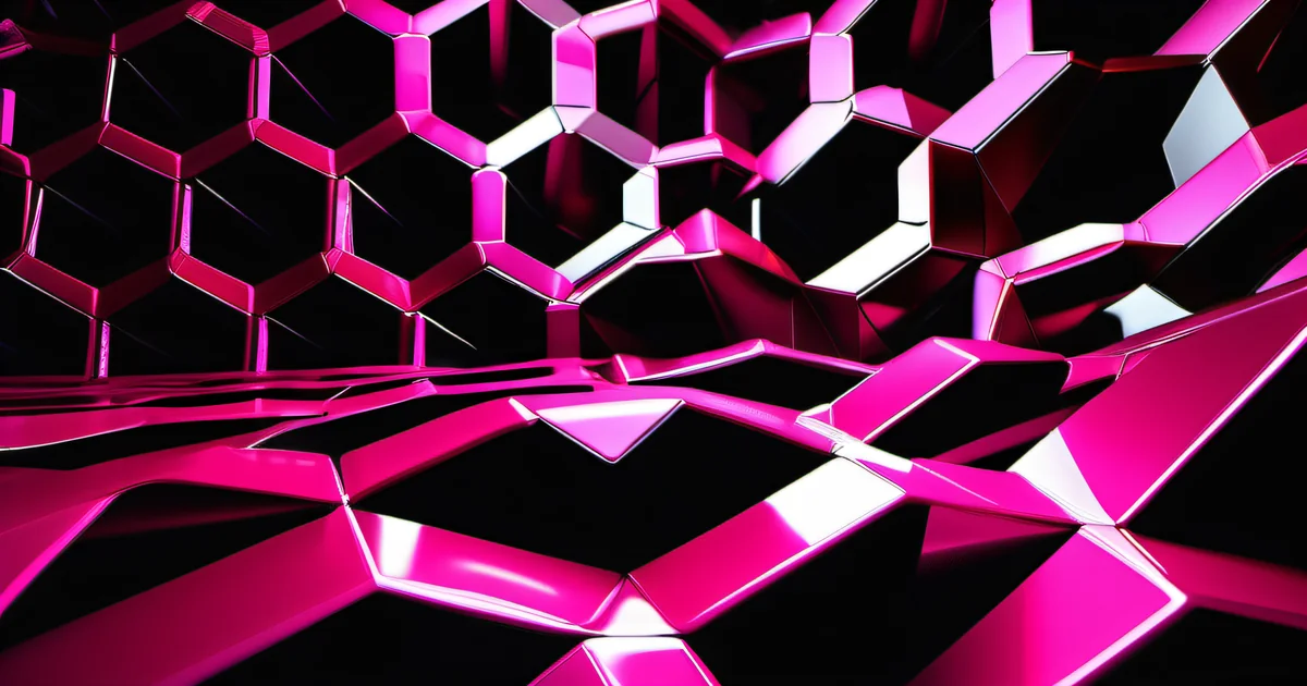 Perfect honeycomb tessellation with hot pink magenta glowing cell edges — client retention as structural architecture where each relationship reinforces adjacent ones