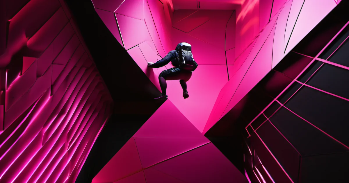 Climbing wall with some holds glowing pink and others dark — the adoption curve is almost always steeper than the demo suggests