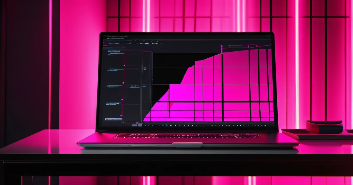 Laptop showing spreadsheet data with hot pink monitor glow in dark room — hidden cost analysis by Amelia S. Gagne