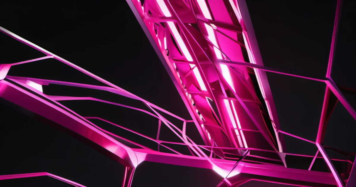 Pink wireframe scaffolding glowing against darkness, visualizing the B2B trust equation — Amelia S. Gagne, Kief Studio