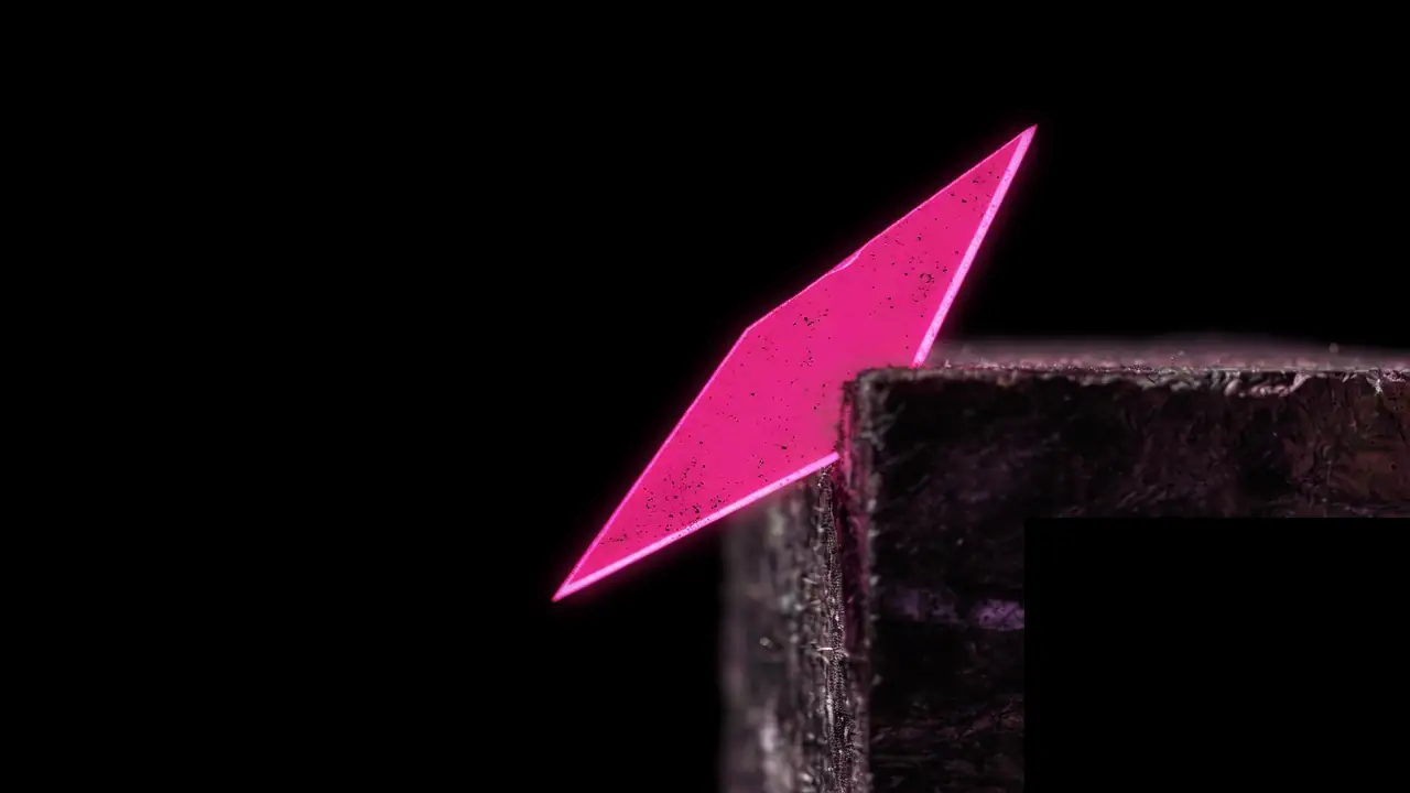 One sharp magenta shard lifted from a dim block on black, why more content loses in answer engine optimization