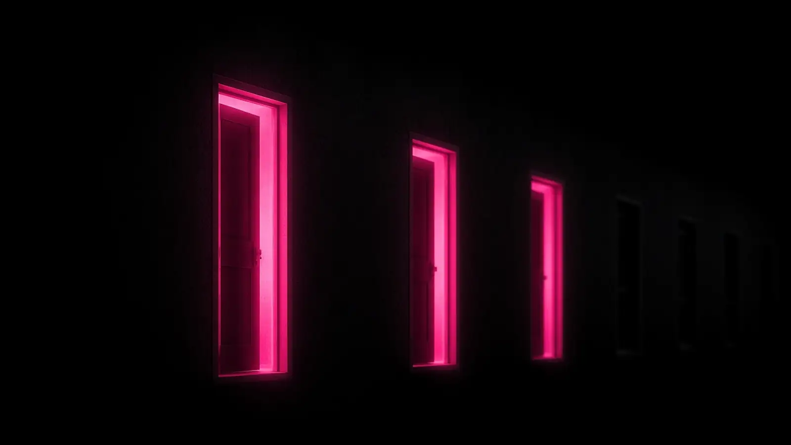 Three magenta-lit doors among dim ones on black, how to evaluate a managed service provider