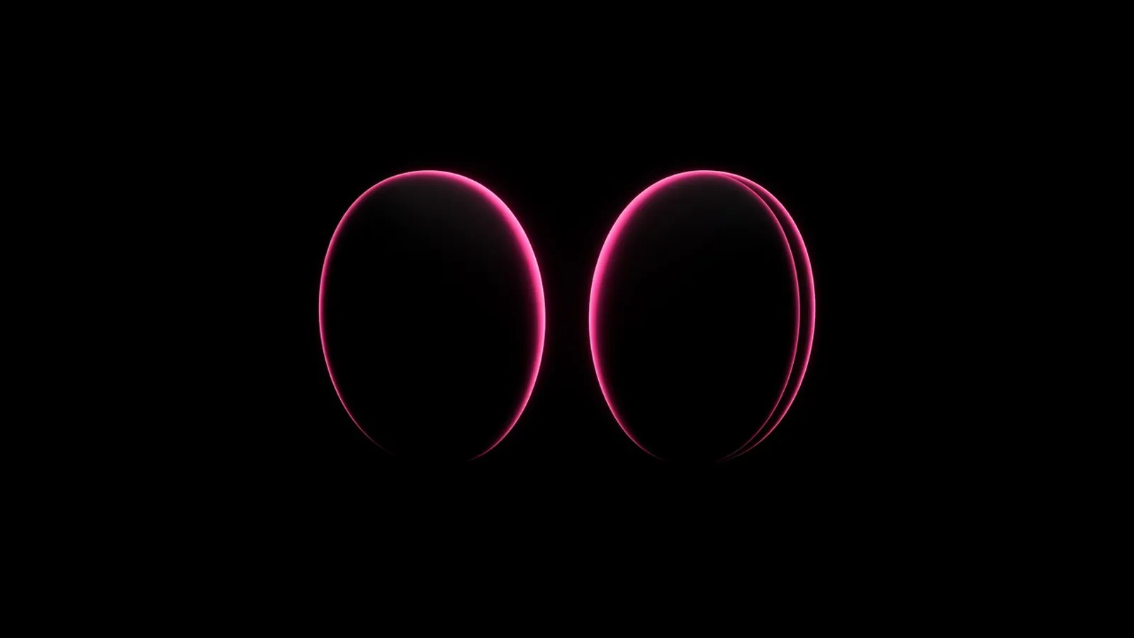 Two identical magenta masks on black with one edge misaligned, AI impersonation raising breach cost
