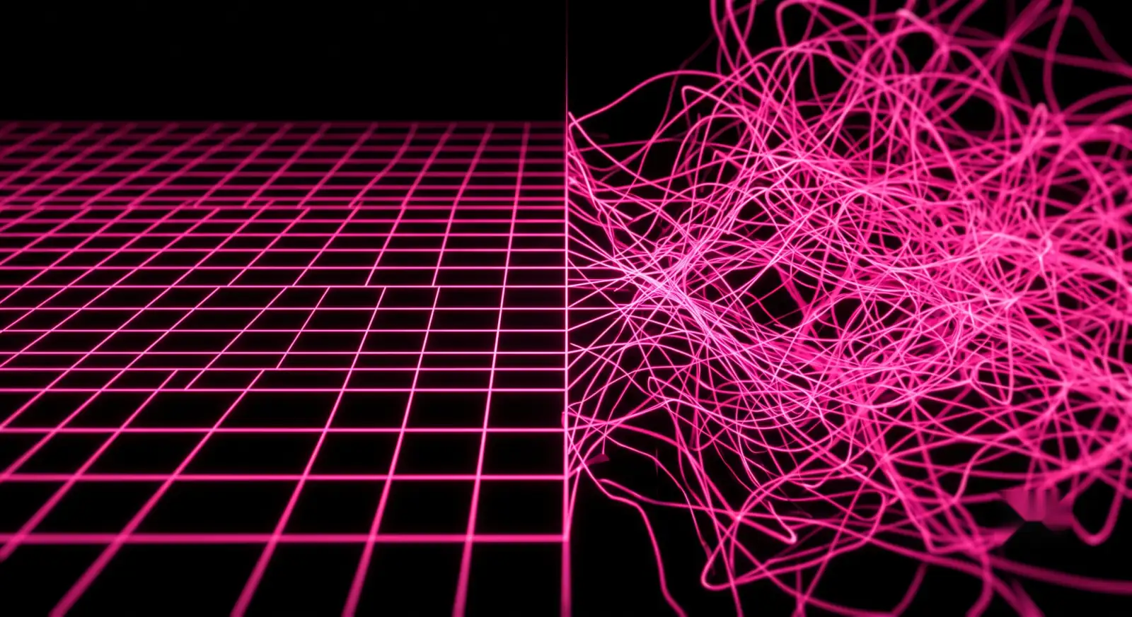 Data governance for AI shown as a clean structured grid of light against deep black
