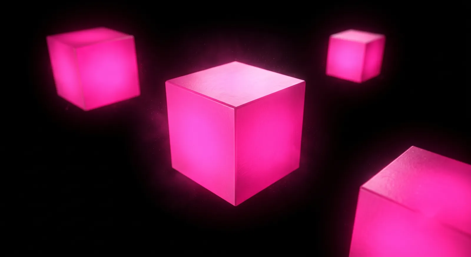 Four disconnected data silos rendered as separate glowing shapes on black