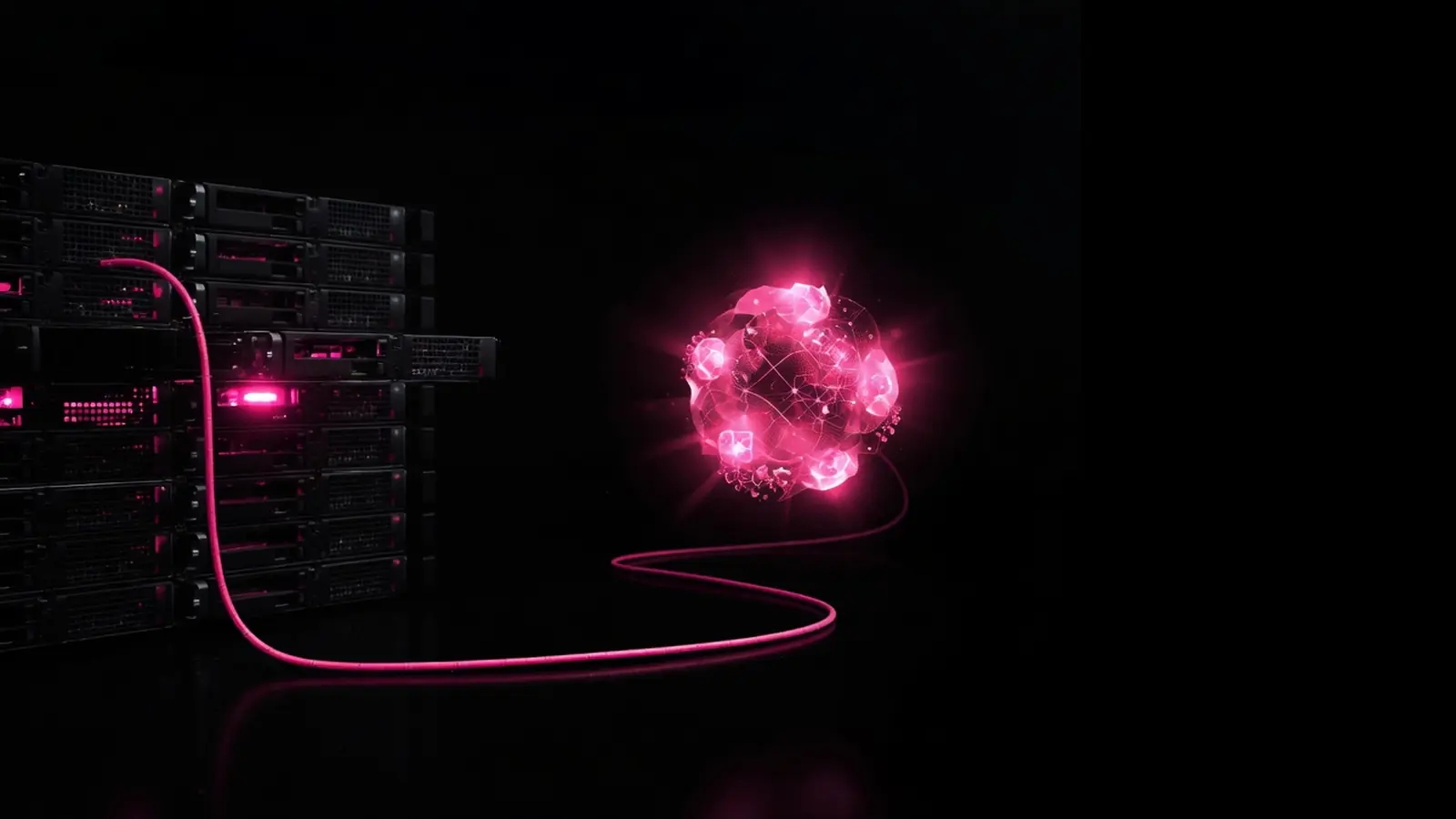 data lineage concept in black and hot pink editorial style, Amelia S. Gagne