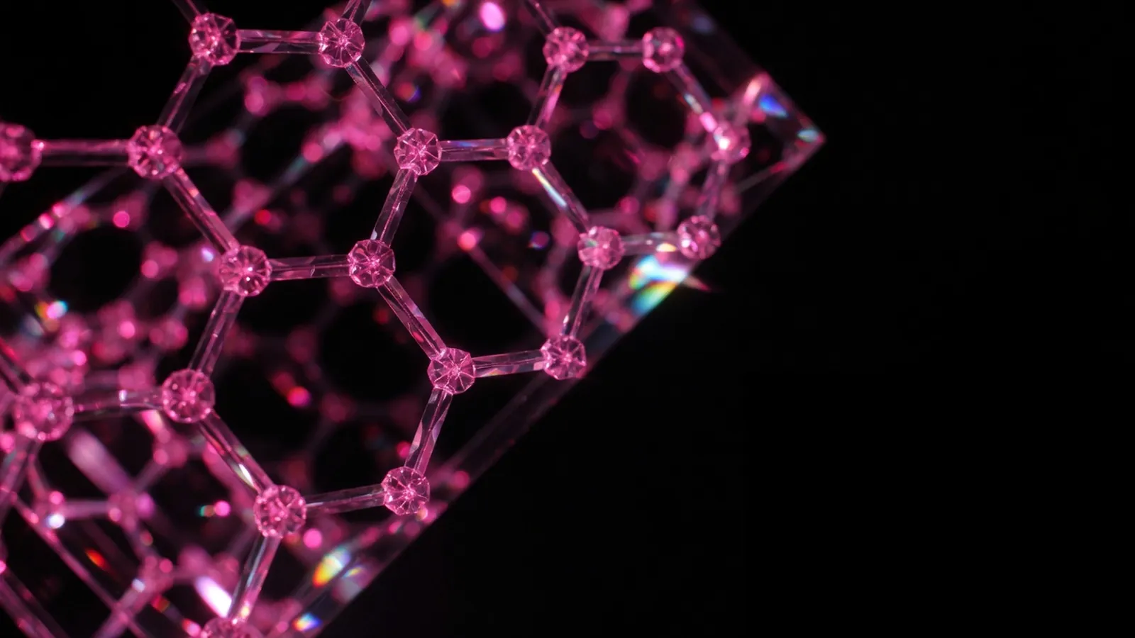 Magenta crystal lattice on black, structured records that stop disconnected data from looking complete