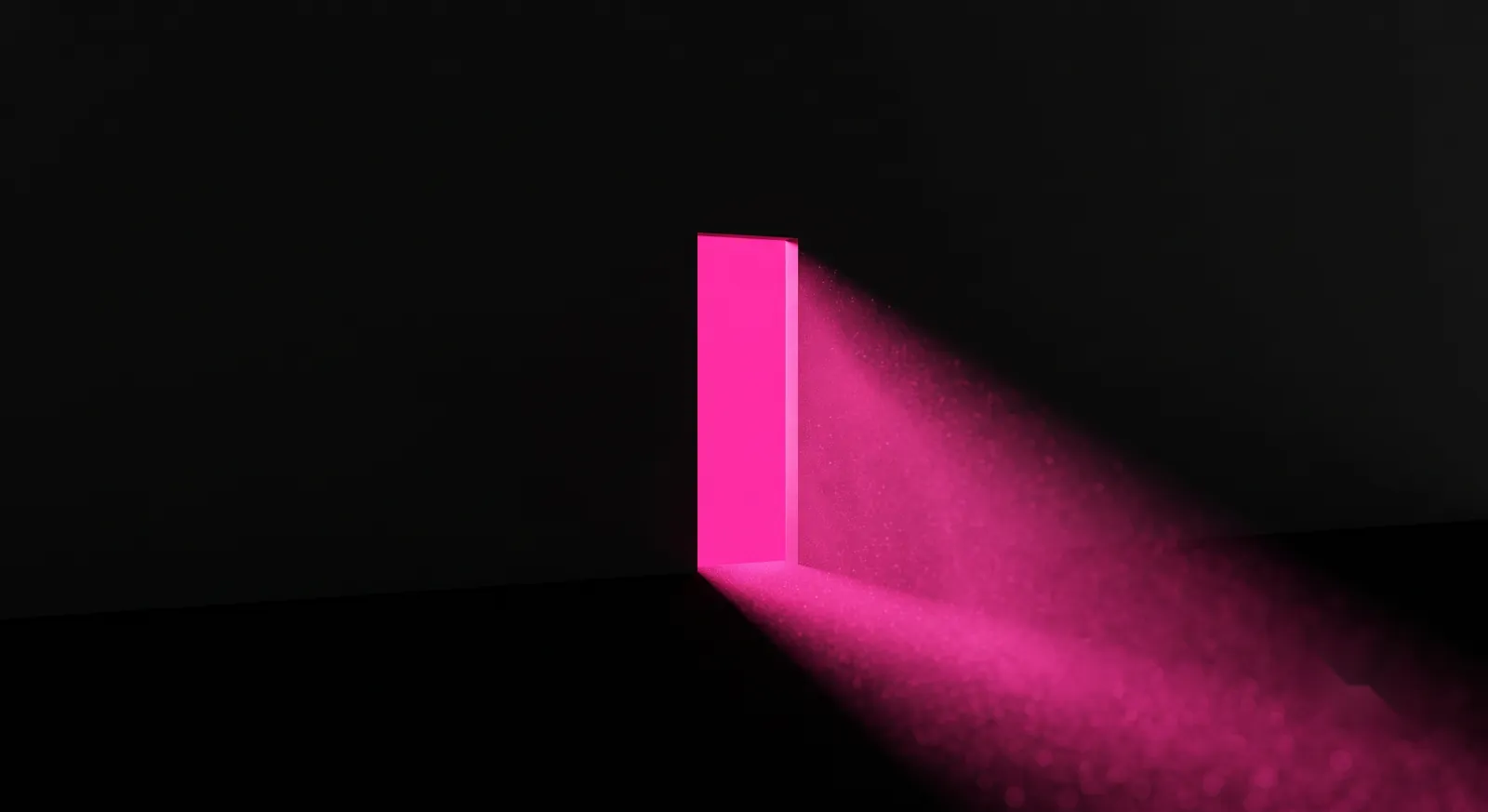 A narrow pink doorway of light in a black wall, representing the open AI citation window for small businesses