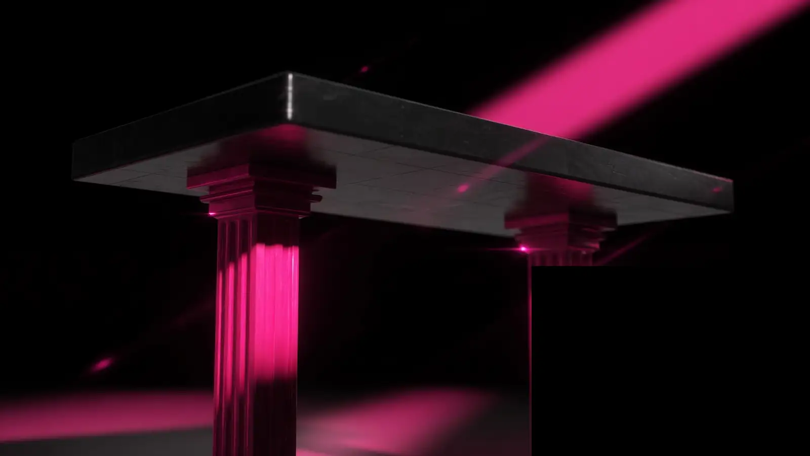 Two magenta pillars holding a site slab, managed website without a ten-person team, Amelia S. Gagne