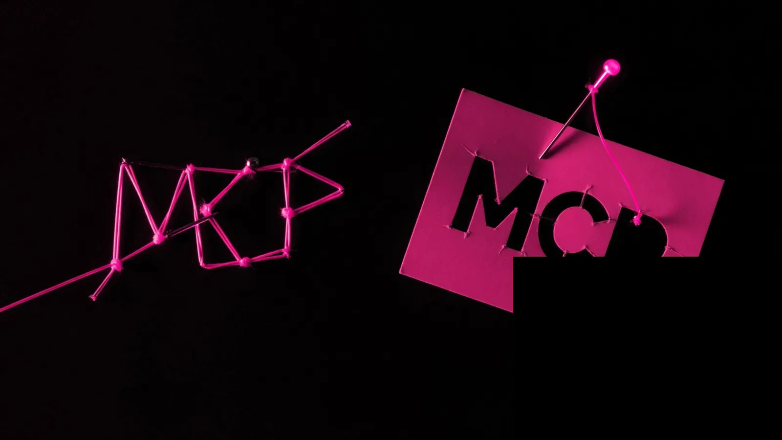 A pinned magenta filament versus a floating unpinned tool card on black, MCP security pin versions