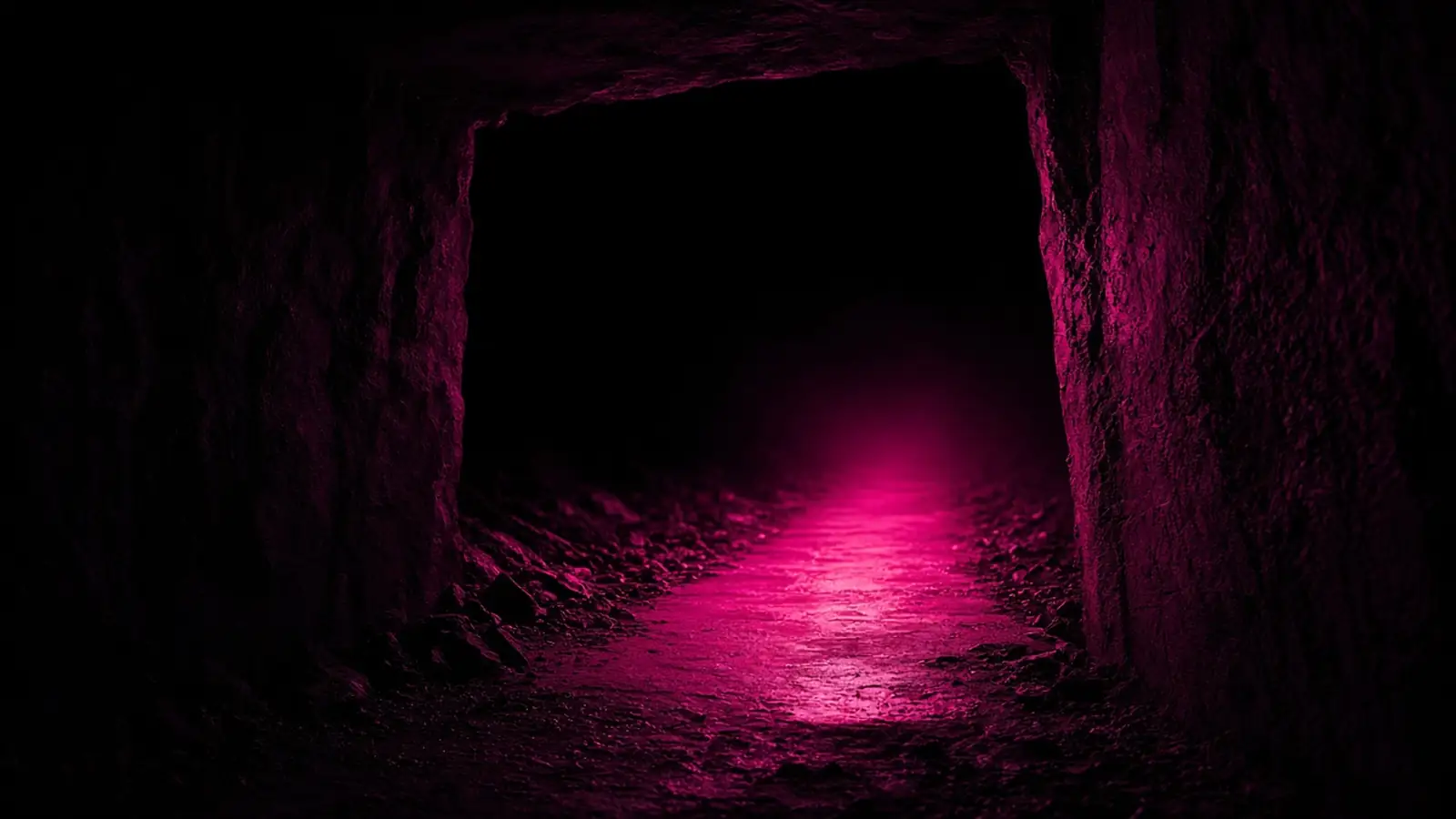 A magenta-lit path leading out of a dark structure, the sequence to offboard a managed service provider