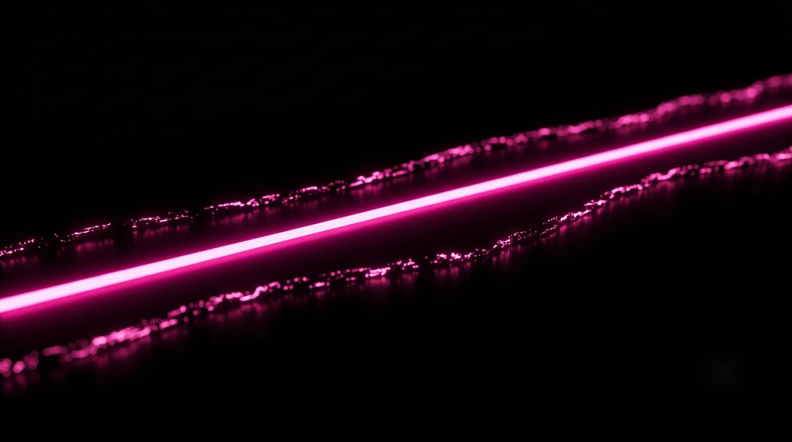 One smooth bright hot-pink lane of light next to rough faint side-paths, the sanctioned path made the path of least resistance for shadow AI