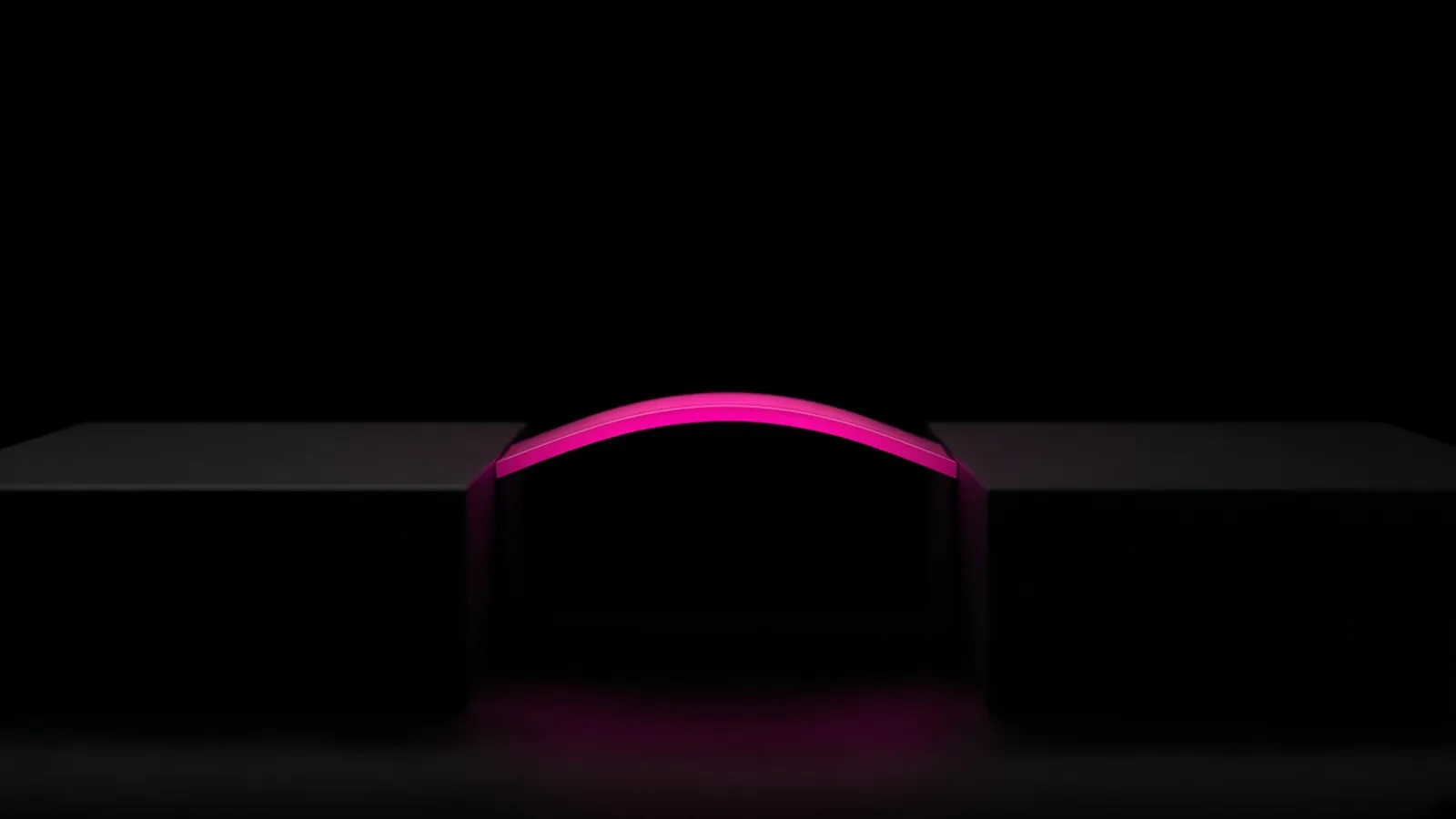 A magenta bridge of light between two dark platforms, transition assistance in technology vendor contract exit terms